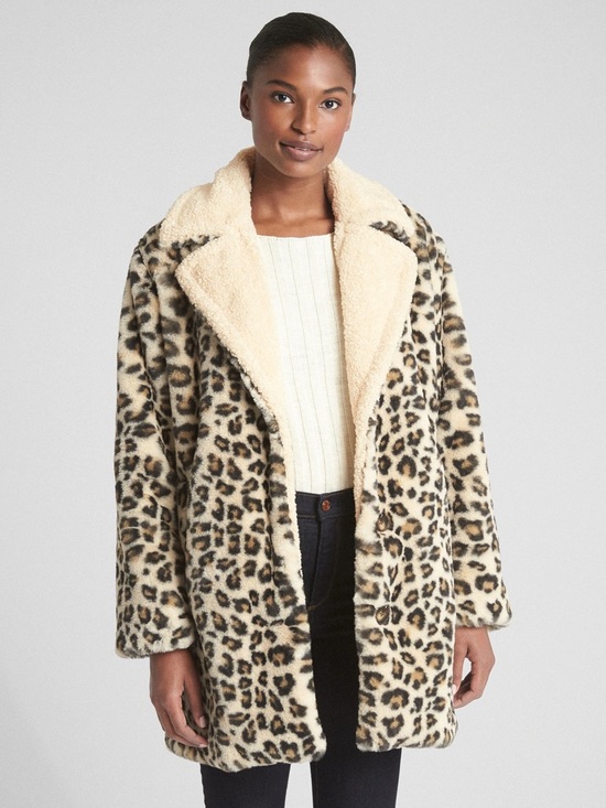 GAP Jackets & Blazers - GAP Leopard Faux Fur Teddy Coat - Cream & Black